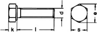 Sechskantschraube  M 10 x 20  DIN 933 A2  1 Stk.