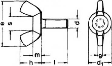 Flügelschraube M 4 x 20 DIN 316 Edelstahl A2 100 Stk.