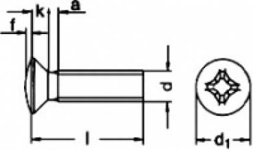 Linsen-Senkschraube mit Kreuzschlitz  M 6 x 16  DIN 966 A2 1 Stk.