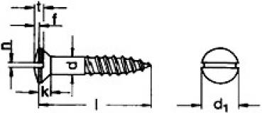 Linsensenk-Holzschraube mit Schlitz DIN 95 4,5 x 30 A2 100 Stück