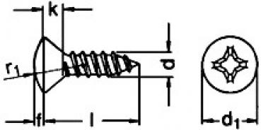 Linsen-Senk-Blechschraube mit Kreuzschlitz 3,9 x 16 DIN 7983 A2 100 Stk.