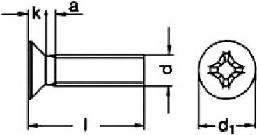 Senkschraube mit Kreuzschlitz  M 4 x 16  DIN 965 A2 500 Stk.