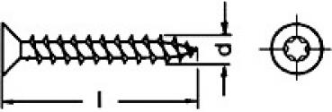 Spanplattenschrauben 4,5 x 30 mm Senkkopf-Vollgewinde - Torx  100 Stk.