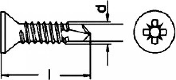 Bohrschraube-Senkkopf-Kreuzschlitz 3,9 x 25 DIN 7504 A2  100 Stk.