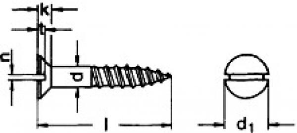 Senk-Holzschraube mit Schlitz DIN 97 6 x 40 A2 100 Stück