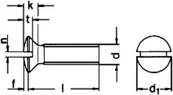 Linsen-Senkschraube mit Schlitz  M 4 x 60  DIN 964 A2 100 Stk.